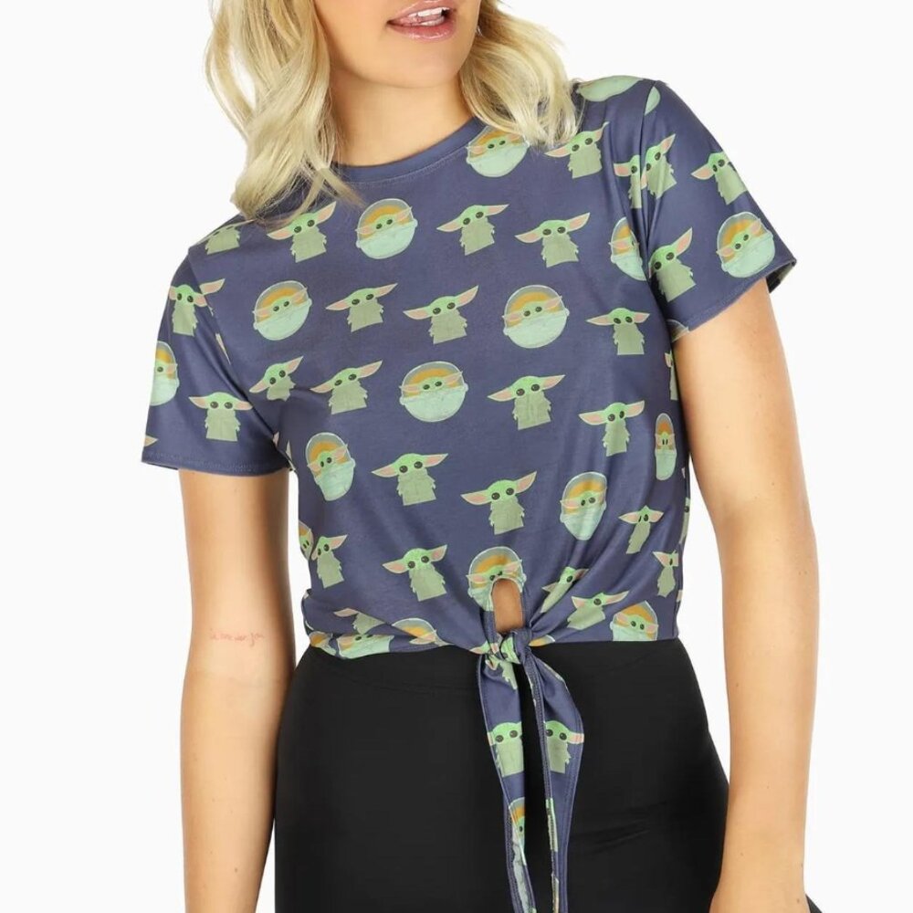 Black Milk Baby Yoda Tie Front Tee size Small